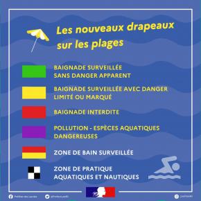 LES NOUVEAUX DRAPEAUX SUR LA PLAGE